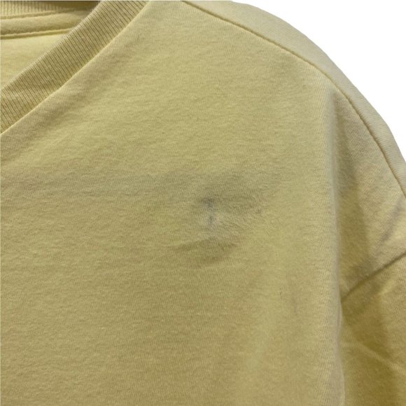 POLO RALPH LAUREN Men's Short Sleeve Solid YELLOW V-Neck T-Shirt Blue Logo LARGE - Picture 4 of 5